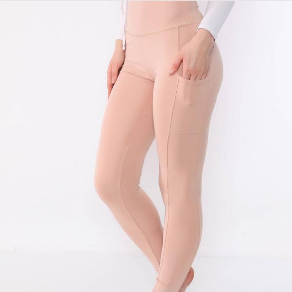 CM Fashion Womens Skin Color Leggings, With Pockets